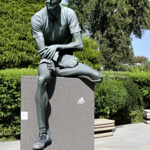 Image similar to a statue of novak djokovic sad about the vaccine