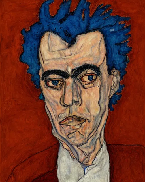 Image similar to portrait of rick sanchez by egon schiele in the style of greg rutkowski