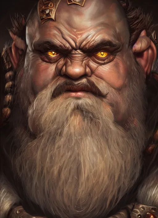 Prompt: a higly detailed airbrush full body shot and face portrait painting of a grim brute male dwarf warrior male character, dynamic lighting, ambient lighting, deviantart, art by artgerm and simon bisley and karol bak