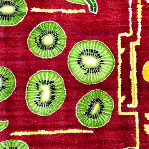 Image similar to closeup photo persian rug with kiwi fruits ornament