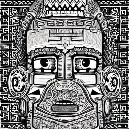 Image similar to detailed, intricate, symmetric aztec drawing of homer simpson's portrait