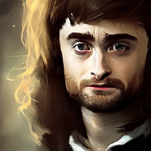 Prompt: daniel radcliffe in the role of hermione, by greg rutkowski