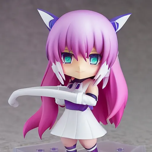 Image similar to neon white video game, neon violet, an anime nendoroid of neon violet, figurine, detailed product photo