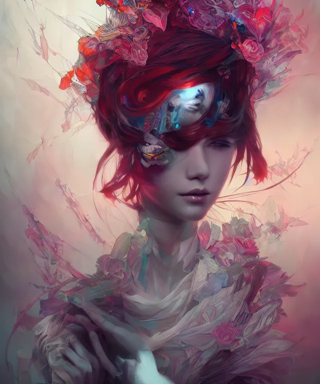 Image similar to a beautiful dream muse trapped in a nightmare, by android jones and guweiz and ross tran and ilya kuvshinov, trending on artstation