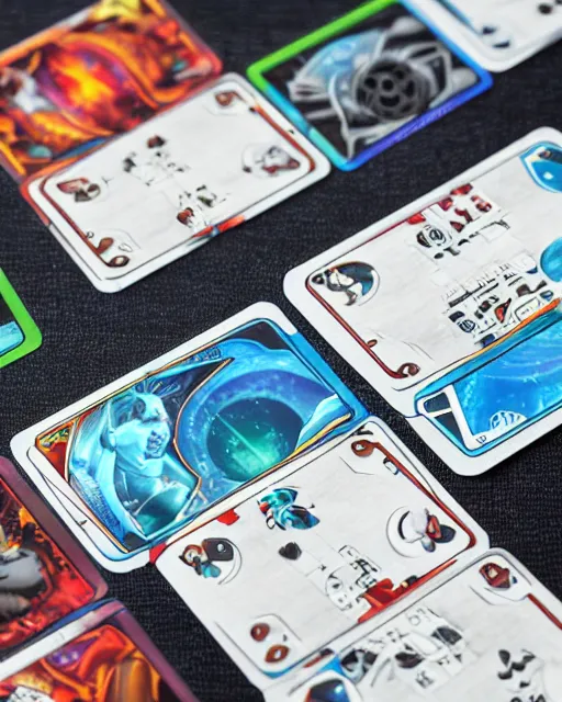 Image similar to futuristic nft card game, full - view