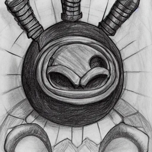 Prompt: dungeons and dragons beholder, pencil drawing.