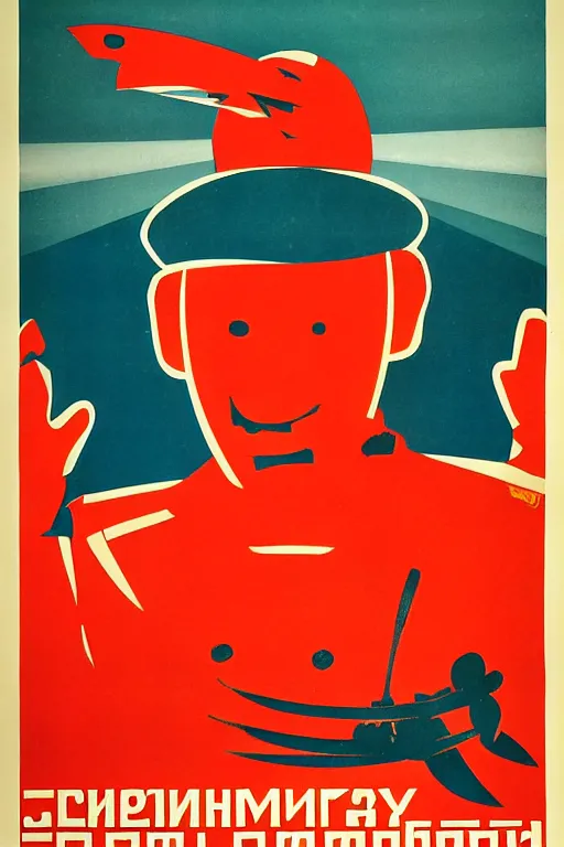 Prompt: Soviet Propaganda Poster for shrimp party