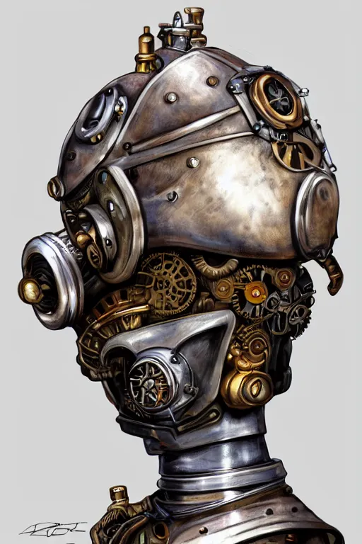 Image similar to steampunk helmet fantasy art mask robot ninja stylized digital illustration sharp focus, elegant intricate digital painting artstation concept art global illumination ray tracing advanced technology chaykin howard and campionpascale and cooke darwyn and davis jack