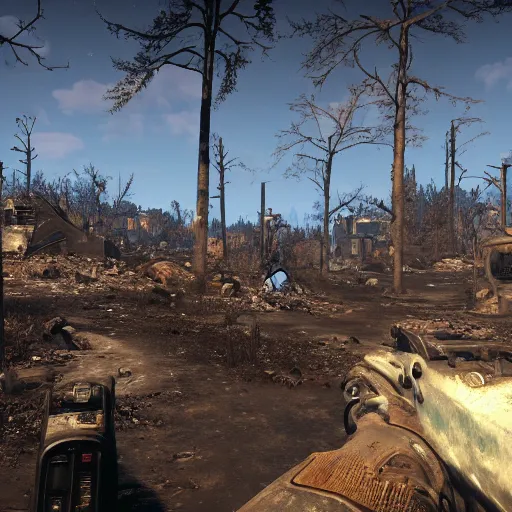 Prompt: the earth in ruins seen from space post - nuclear war in fallout 4, in game screenshot