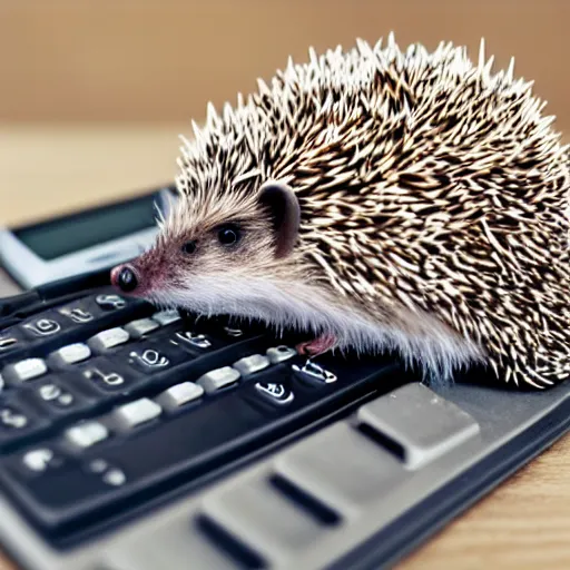 Image similar to a hedgehog using a calculator