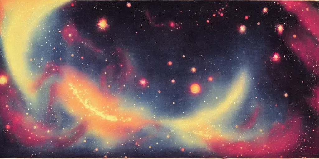 Prompt: painting of the nebula by kitano tsunetomi, 1 9 3 9