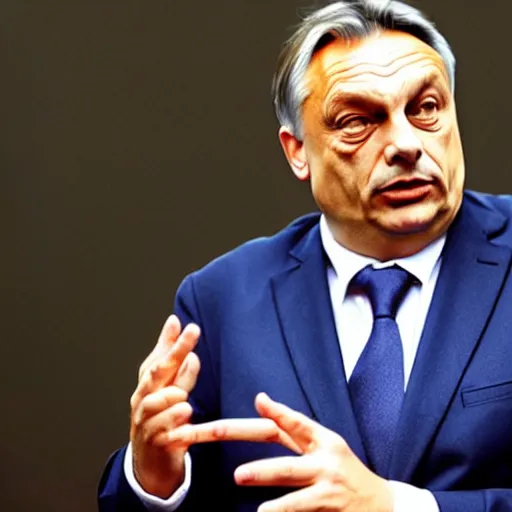 Image similar to Viktor Orban as a skinny man