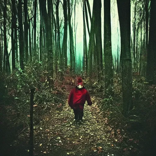 Prompt: “ the boogeyman chasing me through the forest”