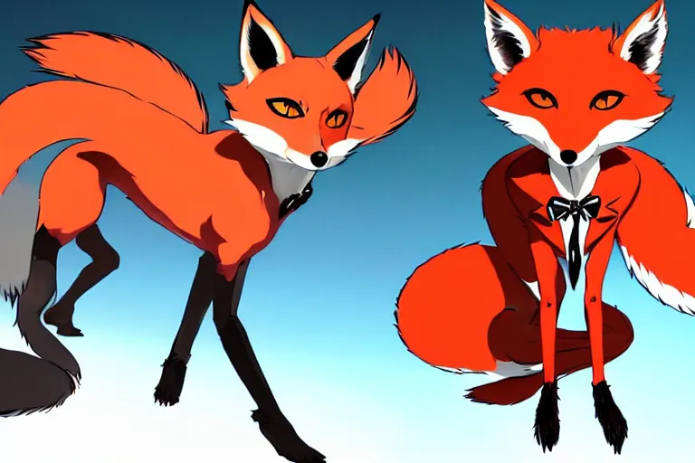 Image similar to a furry tan male fox on a persona 5 : royal ( by atlus ) video game splash screen, a furry male sandcolored tan fox fursona ( has hair ), persona 5 phantom thief style