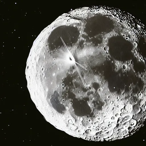 Image similar to comet crashing into the moon