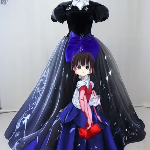 Image similar to rowen atkinson mid magic girl transformation, anime style, kawaii, ball gown dress