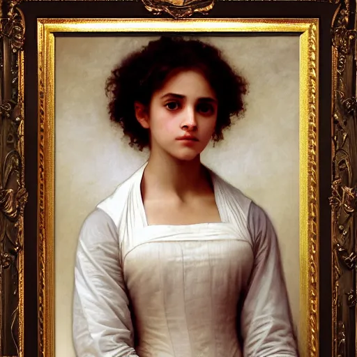 Image similar to Painting of Hermione Granger by William Adolphe Bouguereau. Sunset. Extremely detailed. 4K. Award winning.