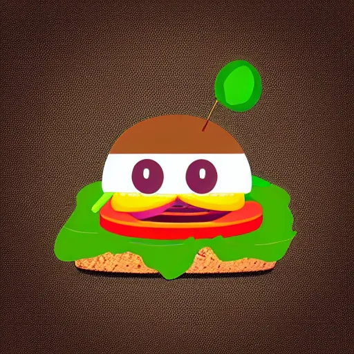 Image similar to lovely hamburger with cute eyes, smiling face, modern flat design style illustration with line elements