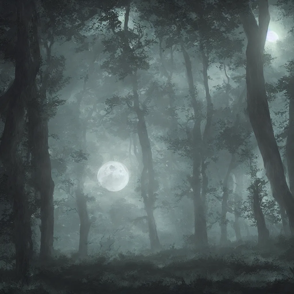 Image similar to a moonlit clearing in the woods, ttrpg gridless map, beautiful, 8 k, high quality digital art