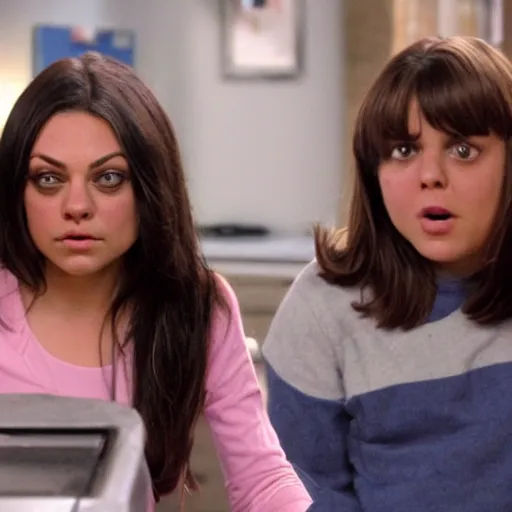 Prompt: mila kunis meets meg griffin in a family guy episode