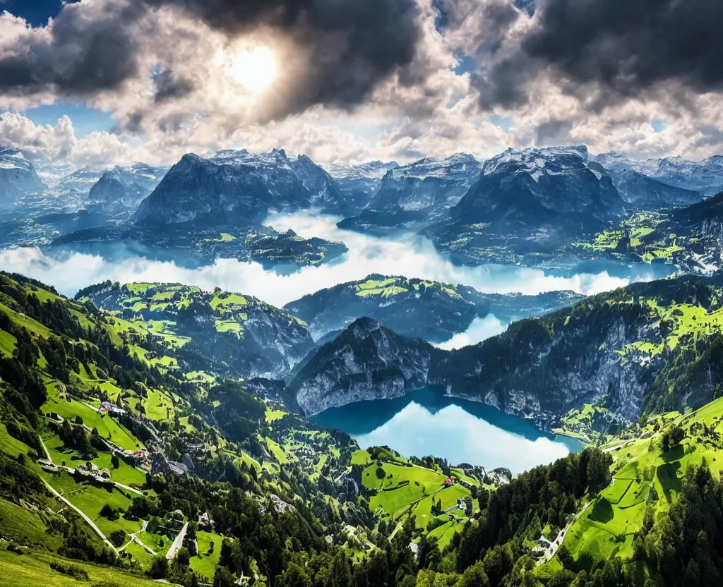 Image similar to Amazing Switzerland Landscape that are out of this world 8k