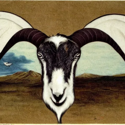 Image similar to goat with goose head and wings