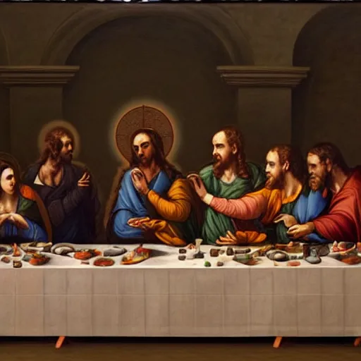 Image similar to a religious icon of elon musk having his last supper with ceos as disciples, oil on canvas by michaelangelo
