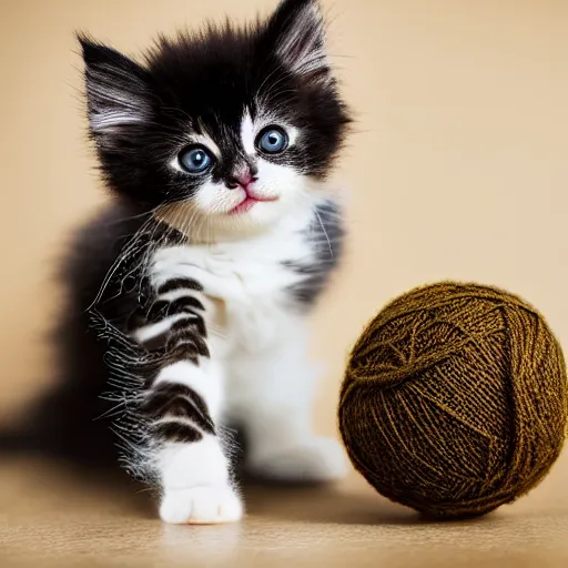 Tabby Cat Playing With a Ball of Yarn Shaped Animal Ring in Silver