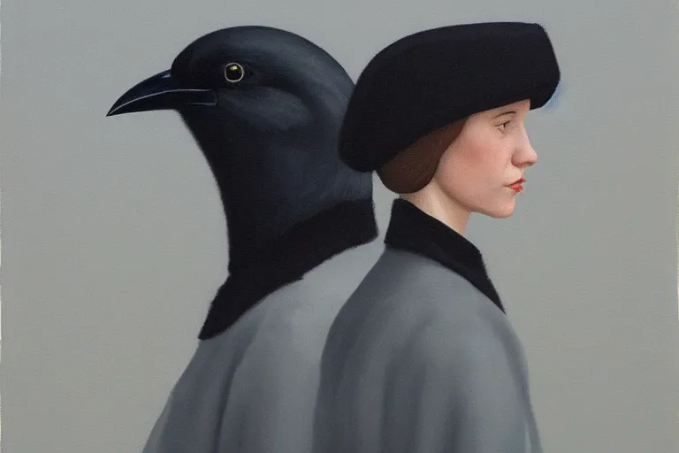 Image similar to young a woman with a raven - shaped hat artwork by tim eitel