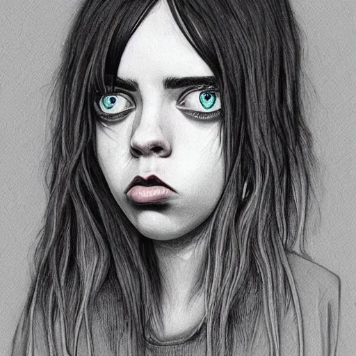emo cartoon drawing of billie eilish by - michael | Stable Diffusion |  OpenArt
