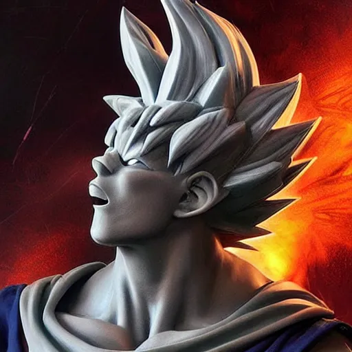 Prompt: amazing lifelike award winning marble bust of goku trending on art station artgerm Greg rutowski alpgonse mucha cinematic