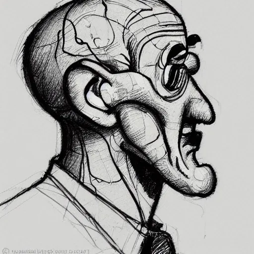 Image similar to a realistic yet scraggly portrait sketch of the side profile of a stern and sophisticated squidward tentacles, trending on artstation, intricate details, in the style of frank auerbach, in the style of sergio aragones, in the style of martin ansin, in the style of david aja, in the style of mattias adolfsson