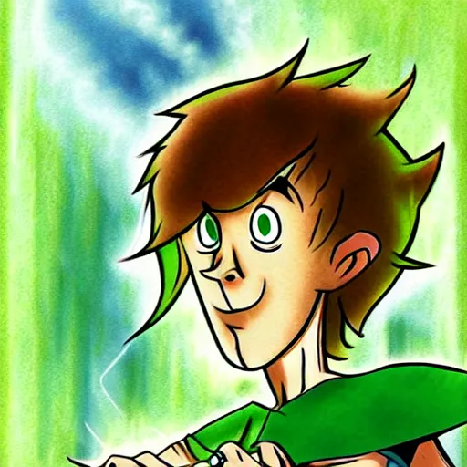 Prompt: shaggy rogers powering up, concept art by hanna - barbera, behance, dau - al - set, groovy, anime, epic