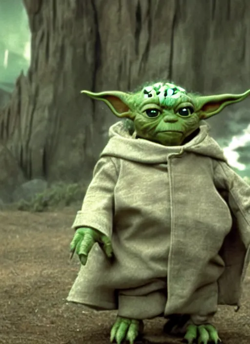 Image similar to film still of tommy lee jones as yoda in star wars, 4 k