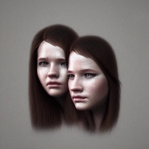 Image similar to charming two - headed girl, photorealistic, 4 k, octane, trending on artstation