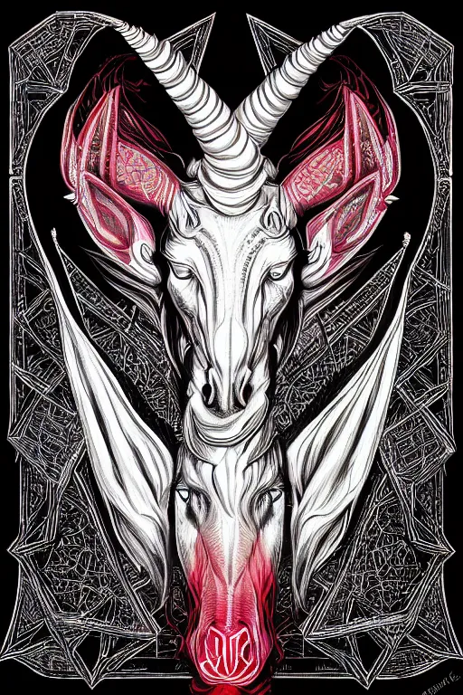 Prompt: satanic unicorn, symmetrical, highly detailed, digital art, sharp focus, trending on art station, red and black