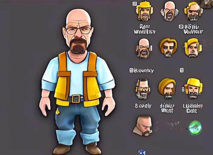 Prompt: a highly detailed walter white as a clash royale character