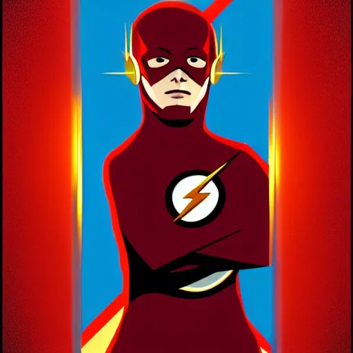 Image similar to Portrait of the Flash by Shepard Fairey, octane render