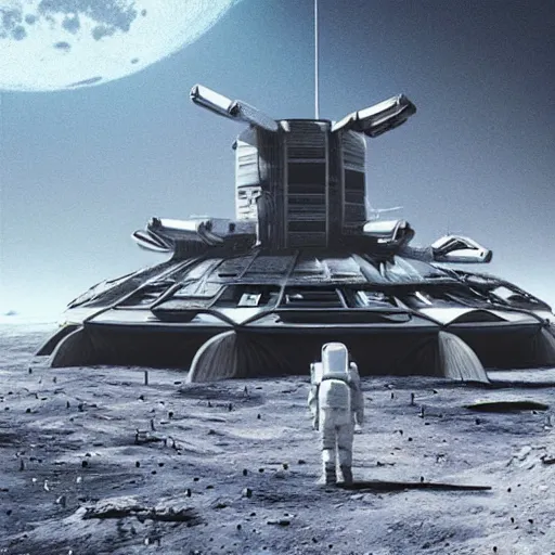 Image similar to a colony on the moon. futuristic, hyperrealistic, highly detailed