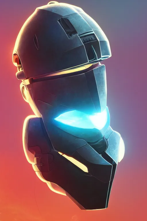 Image similar to robot ninja mask helmet halo master chief radiating a glowing aura global illumination ray tracing hdr fanart arstation by ian pesty and katarzyna da „ bek - chmiel