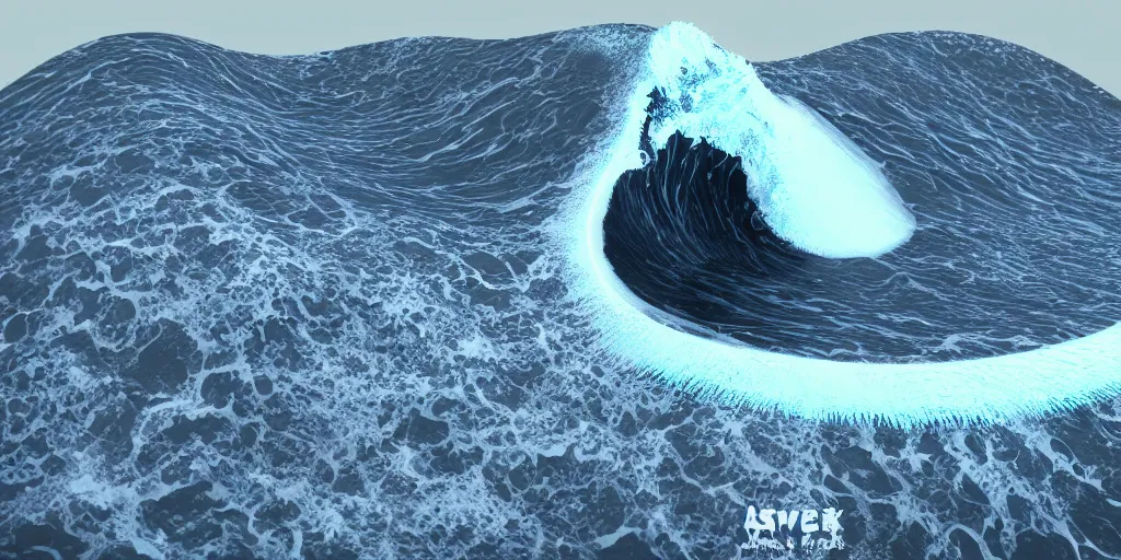 Prompt: a huge wave ， 3 d render
