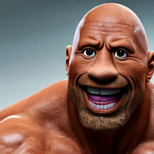 Image similar to dwayne johnson as a muppet. highly detailed felt. hyper real photo. 4 k.