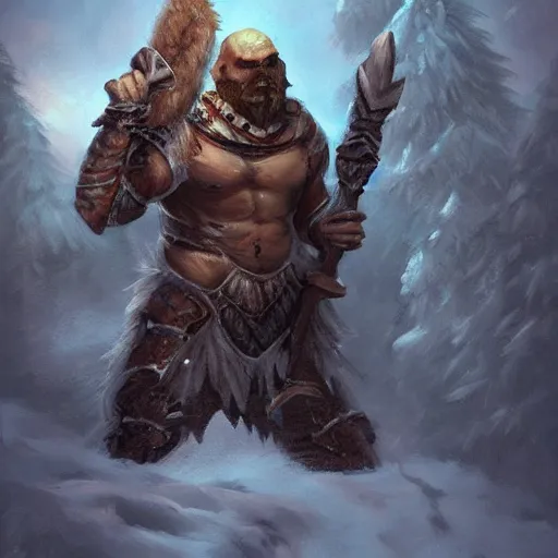 Prompt: anthropomorphic turtle barbarian humanoid, carapace, wlop, blizzard, winter, night, furs, fantasy