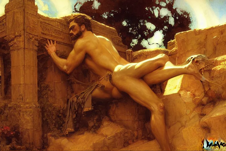 Image similar to tomb, painting by gaston bussiere, craig mullins, j. c. leyendecker, tom of finland