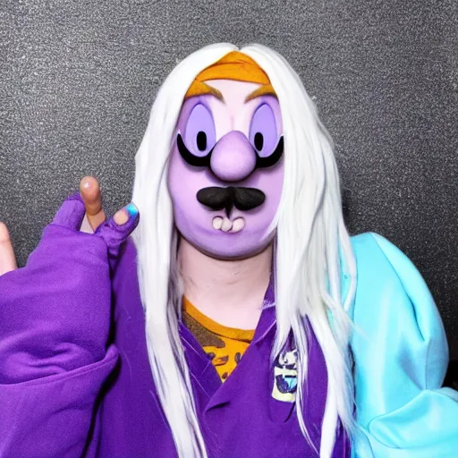 Image similar to billie eilish dressed as waluigi