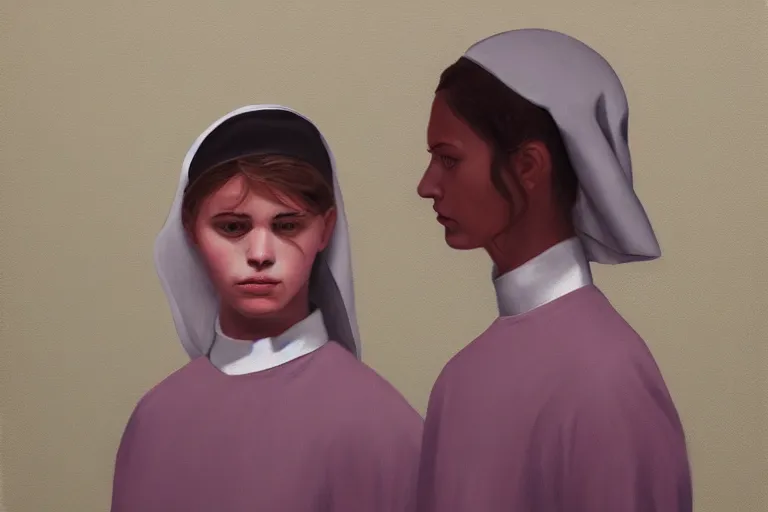 Image similar to young nun fashion model portrait artwork by tim eitel