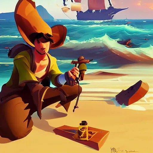 Image similar to painting treasure on sea of thieves game smooth median photoshop filter cutout vector, behance hd by jesper ejsing, by rhads, makoto shinkai and lois van baarle, ilya kuvshinov, rossdraws global illumination