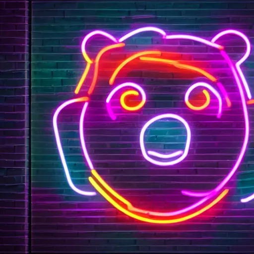 Prompt: a polar bear, neon background