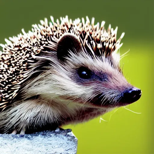 Prompt: a hedgehog sitting on top of white horse, photorealistic