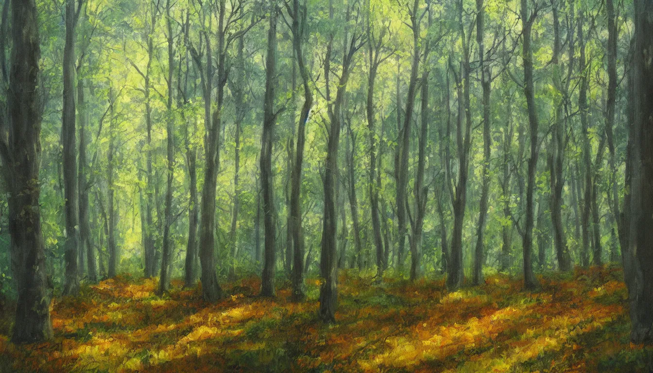 Prompt: a painting of a clearing in a forest, digital art